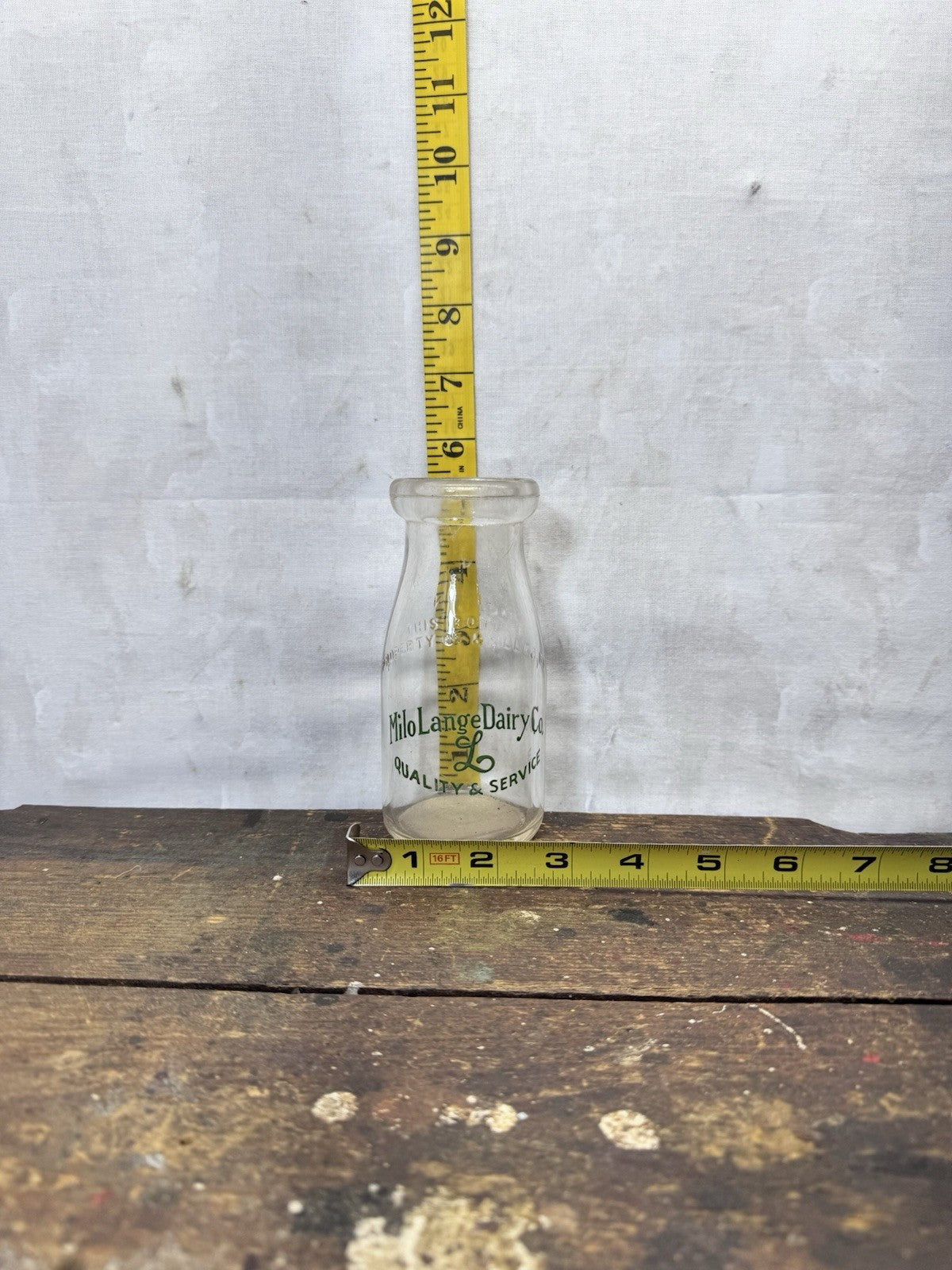 Milo Lange Dairy Co. Milk Glass Bottle Vintage