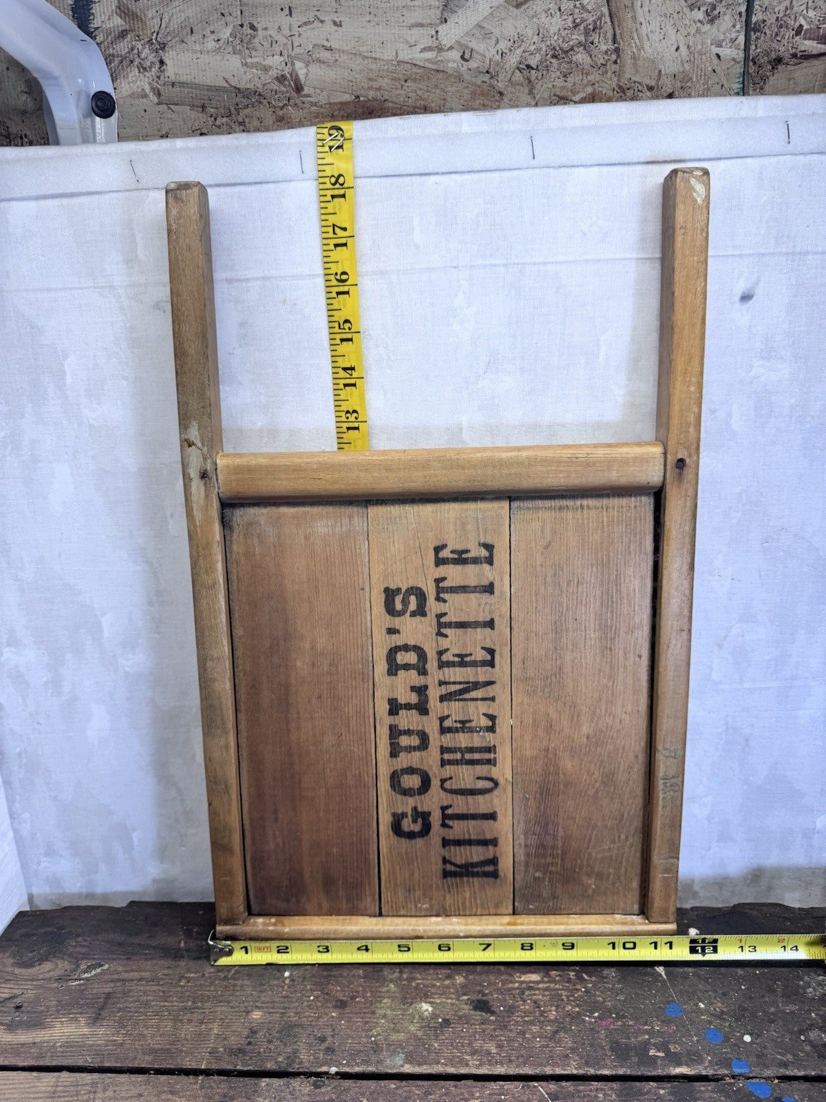 Goulds Kitchenette Wooden Washboard Vintage REPAIRED