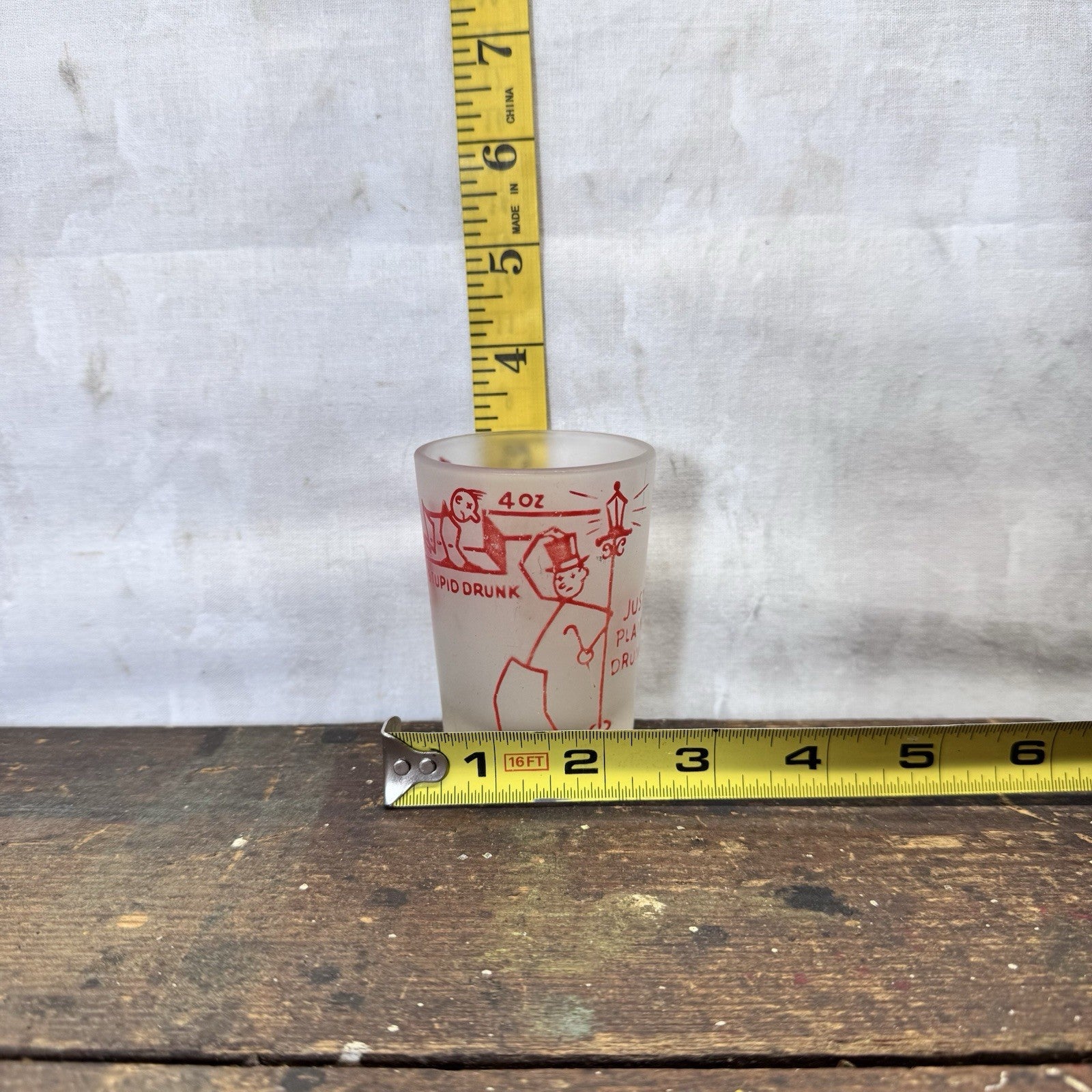 Just Plain Drunk Hazel Atlas Drinking Shot Glass Vintage
