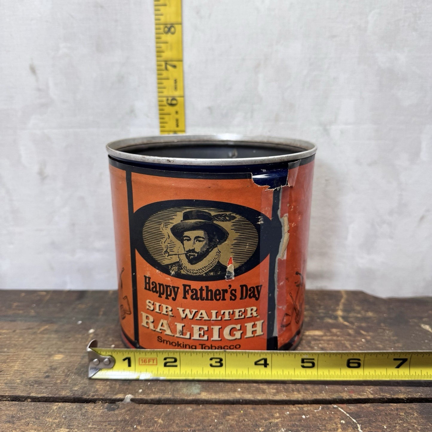 Fathers Day Sir Walter Raleigh Smoking Tobacco Tin Vintage Empty