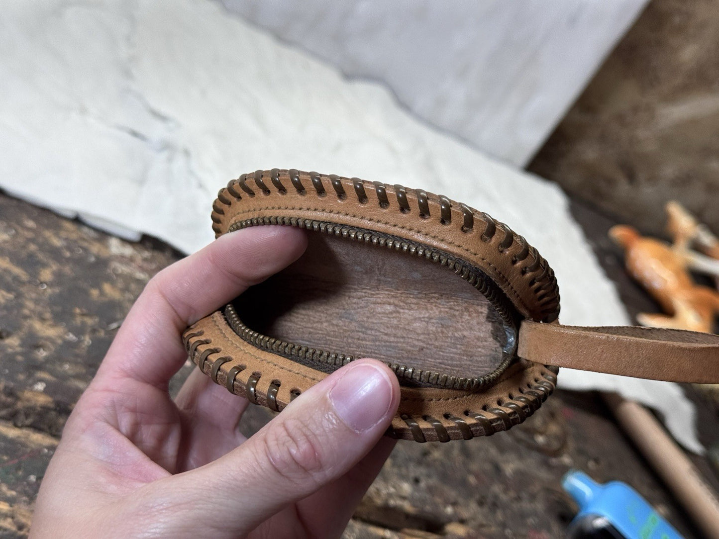 Leather Small Coin Purse Vintage #S-1821