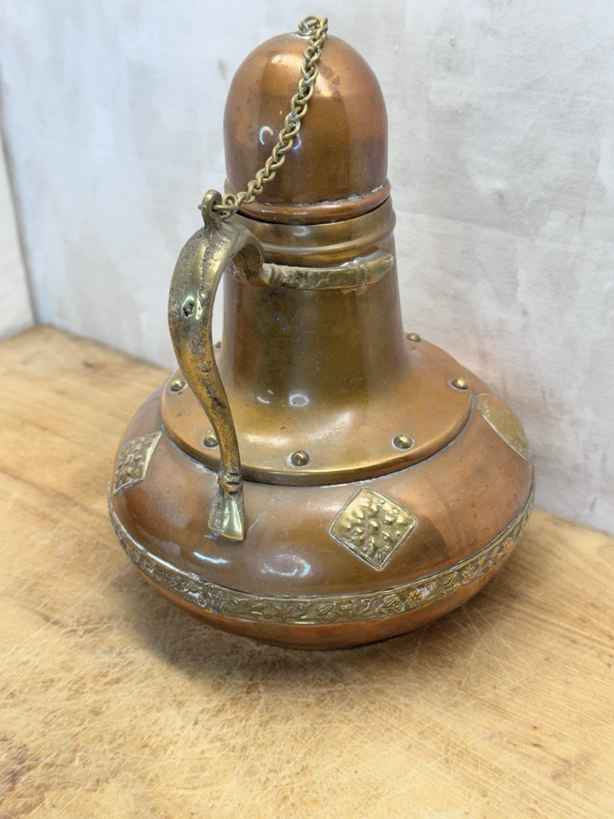 Decorative Brass Zodiac Tea Pot Vtg #S-1557