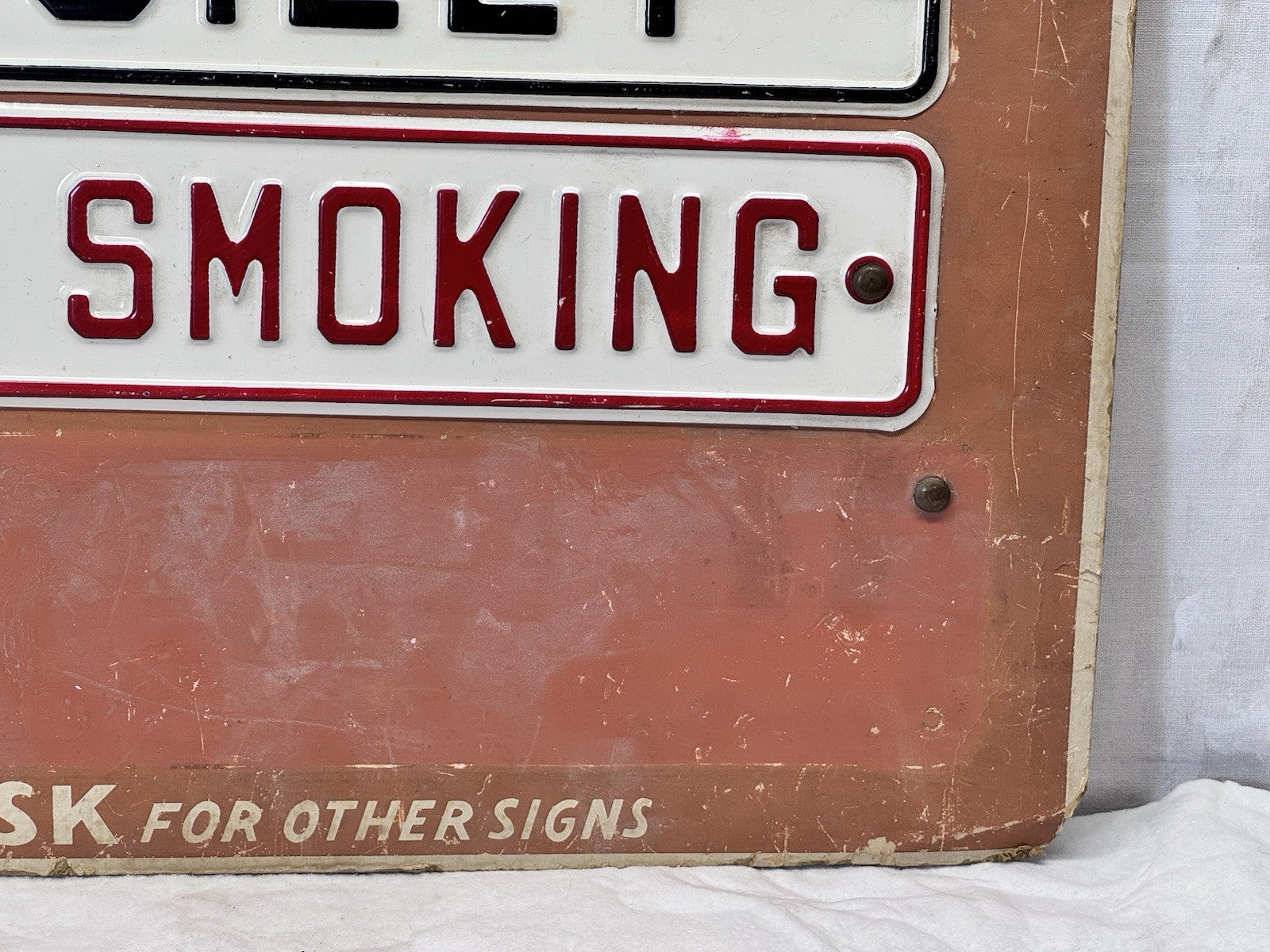 Salesman Metal Sign Display Cardboard Easel Back Vtg S-1781