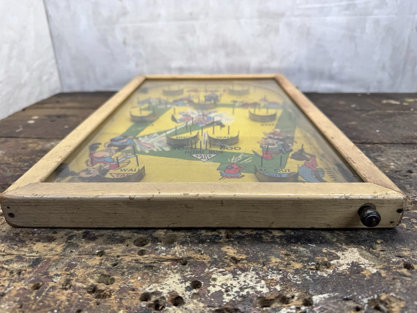 Antique Poosh-M-Up Jr. Baseball Tabletop Pinball 4 in 1 Game 1920-30s #1016