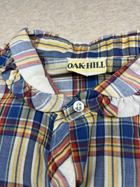 1960s, 70s Women’s Ruffled Plaid L Sleeve Cotton Top