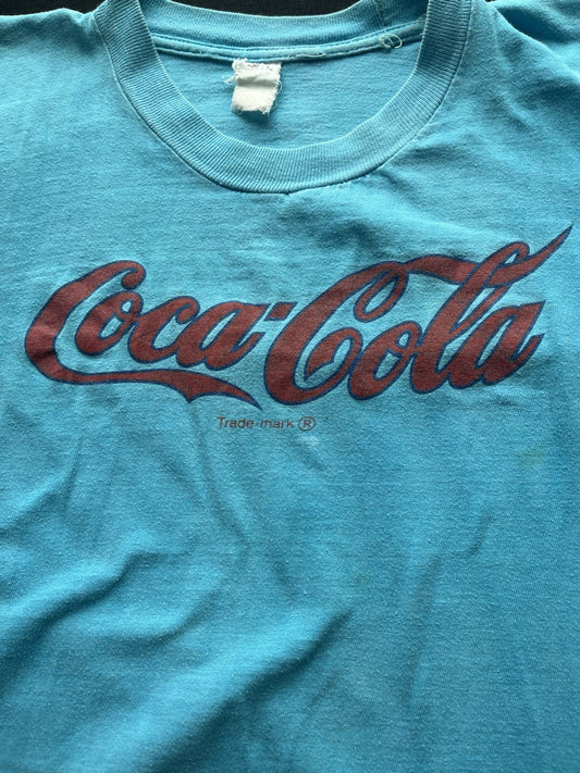 1970s, 80s Blue Distressed Coca Cola Tshirt