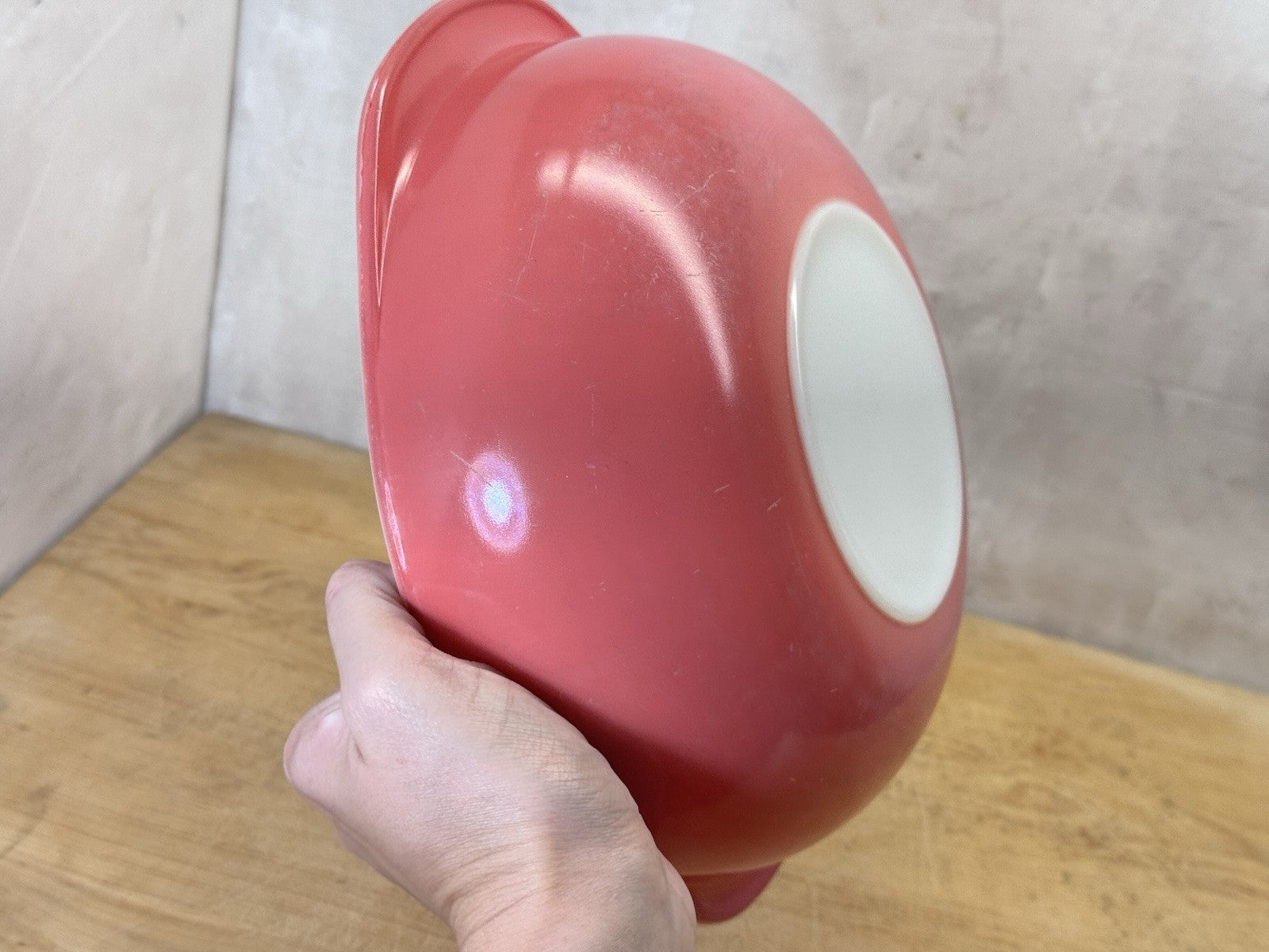 Pink Pyrex Vintage Bowl Has Paint Loss #S-1867