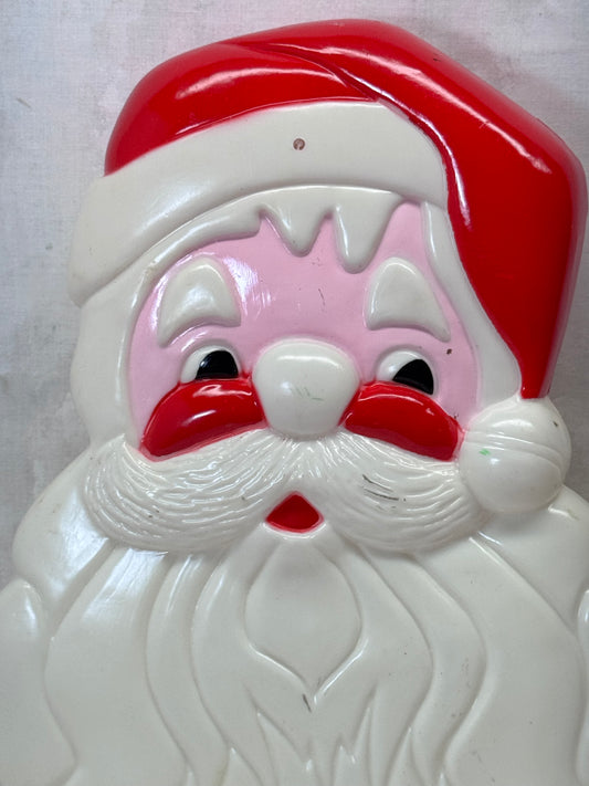 Christmas Light-Up Santa Face Double Sided Blow Mold Vtg #1733