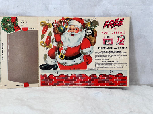 Santa Claus Mini Heavy Paper Cut-Out NOS Post Cereal Vtg #1885