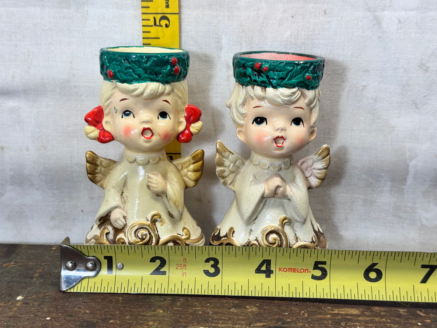 Lefton Candle Holder Angels #1716