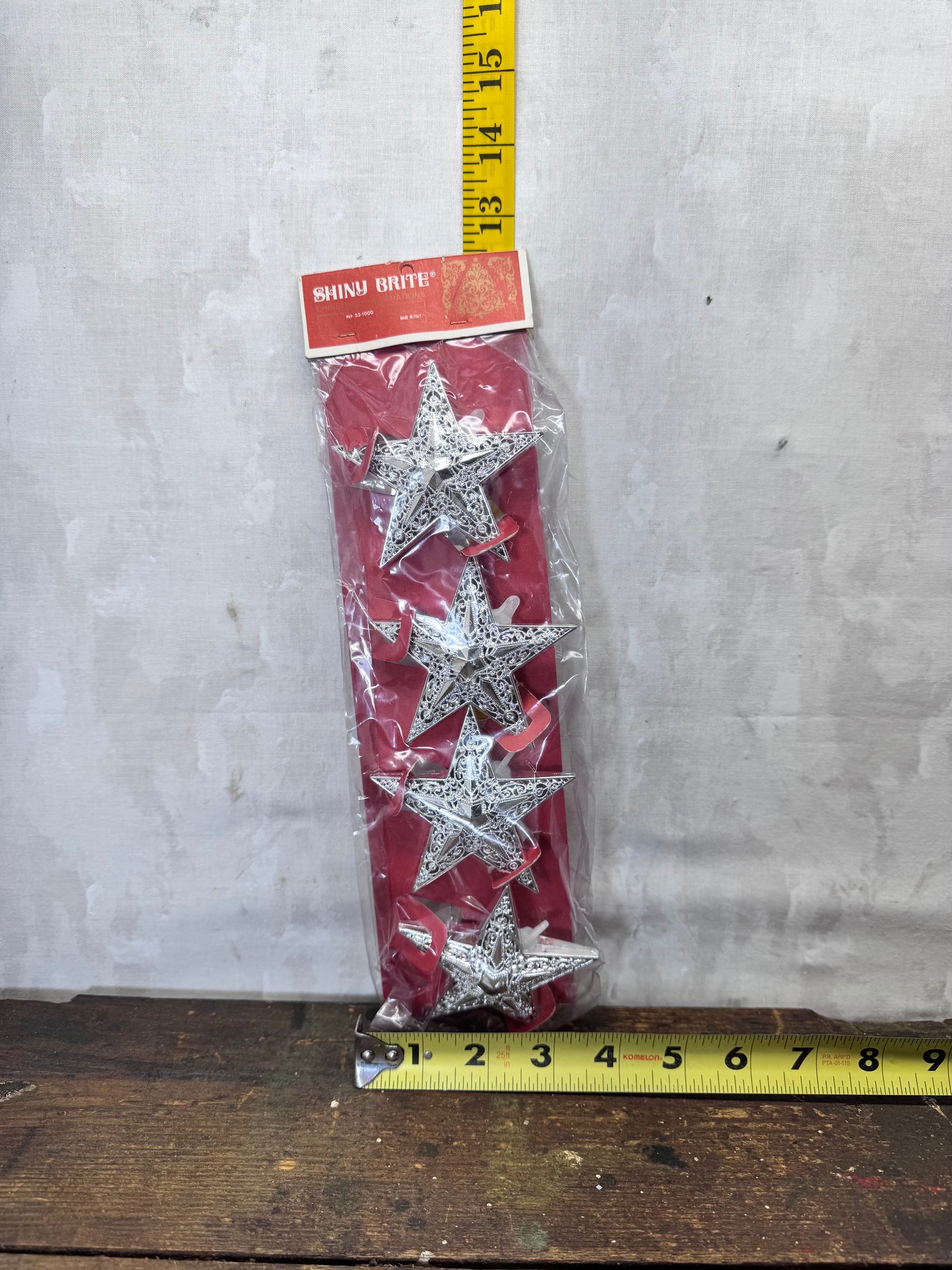 NOS Shiny Brite Plastic Star Ornaments Vintage #1943