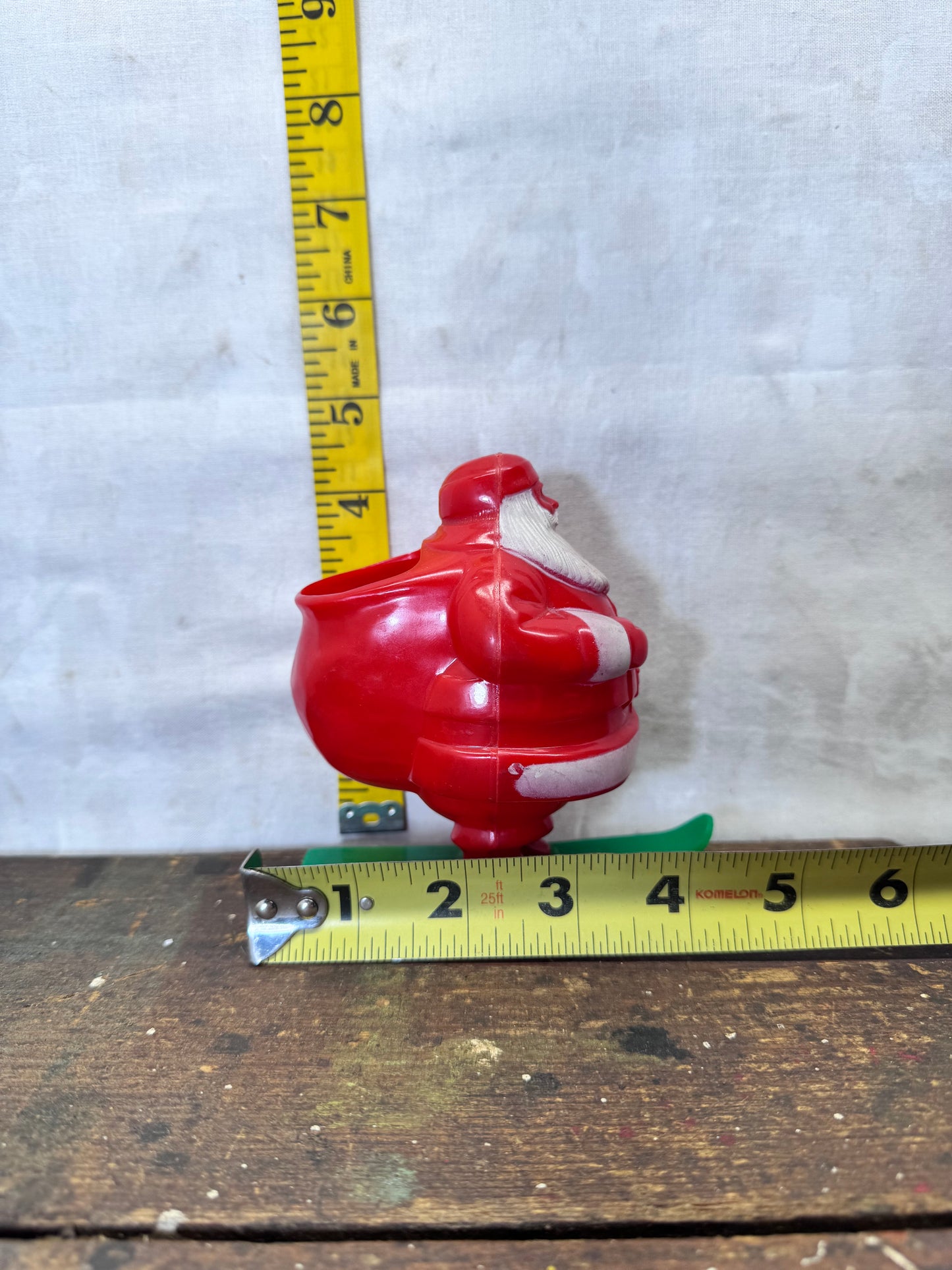 Vintage Rosbro Santa Skiing Candy Container #1977