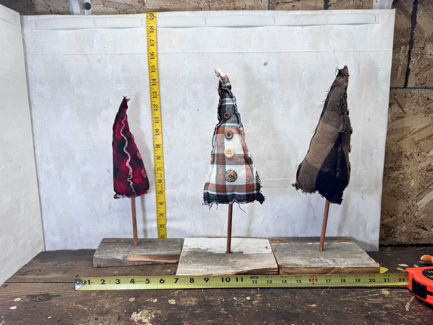 Hand Crafted Christmas Trees set of 3 #1925