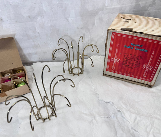 Holiday Christmas Candle Trimmers W Ornaments NOS#2142