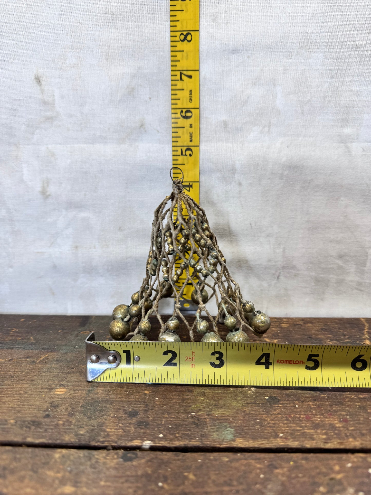 Vintage Handmade Wire Bell Shape Glass Ornament #1978