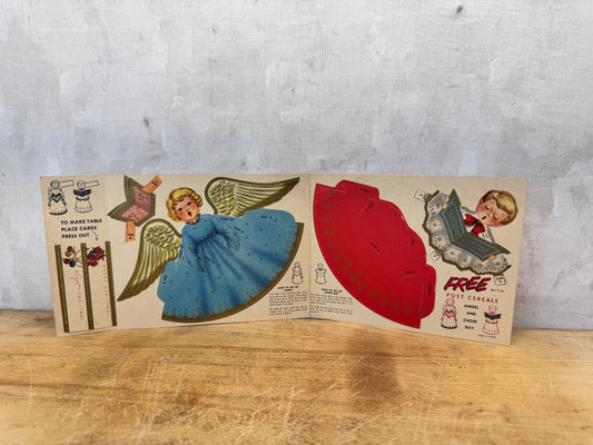 NOS Paper Christmas Cut-Outs Post Cereal Vtg #1628