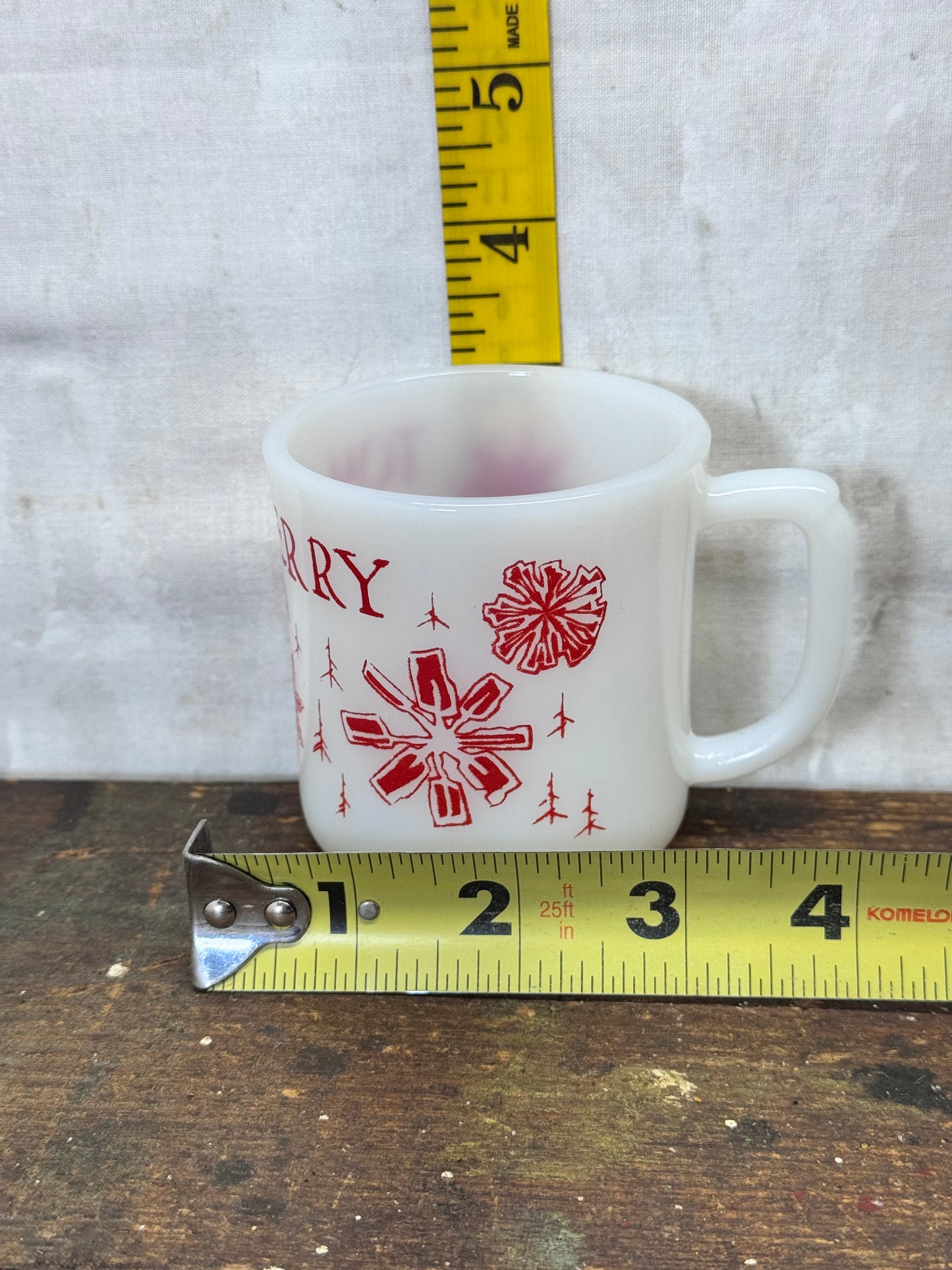 Fire King Milk Glass Tom & Jerry Christmas Mug #1753