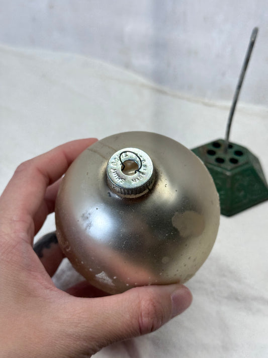 Shiny Brite Glass Deer Trees Stenciled Glass Ornament #2154