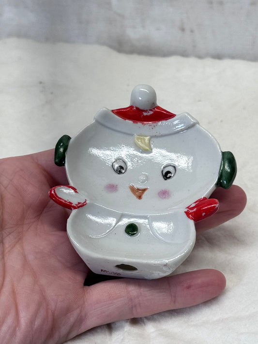Vintage Japan Christmas Snowman Tea Bag Plate #1784
