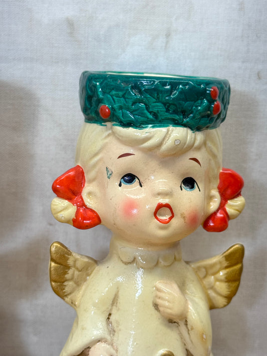 Lefton Candle Holder Angels #1716