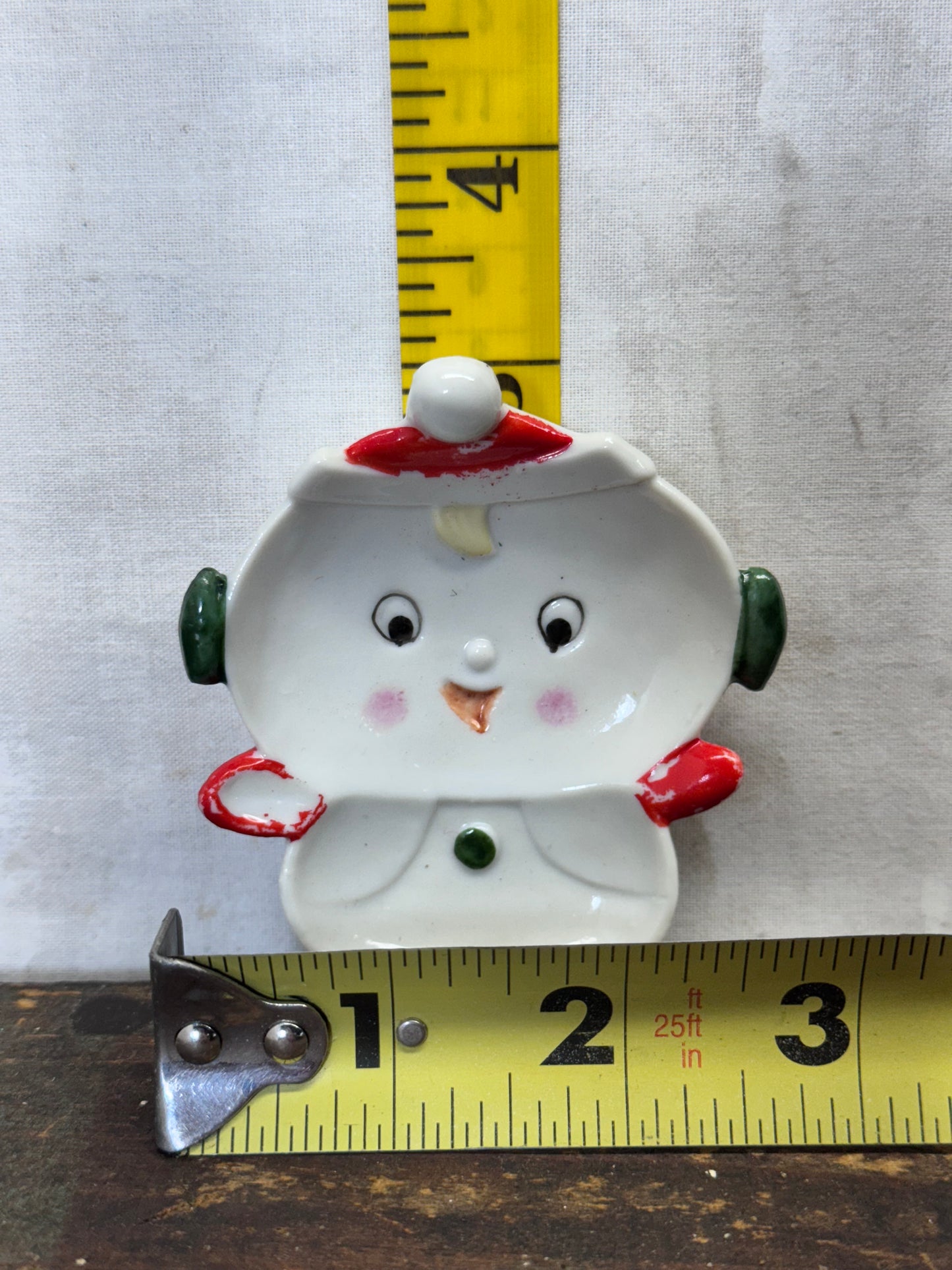 Vintage Japan Christmas Snowman Tea Bag Plate #1784