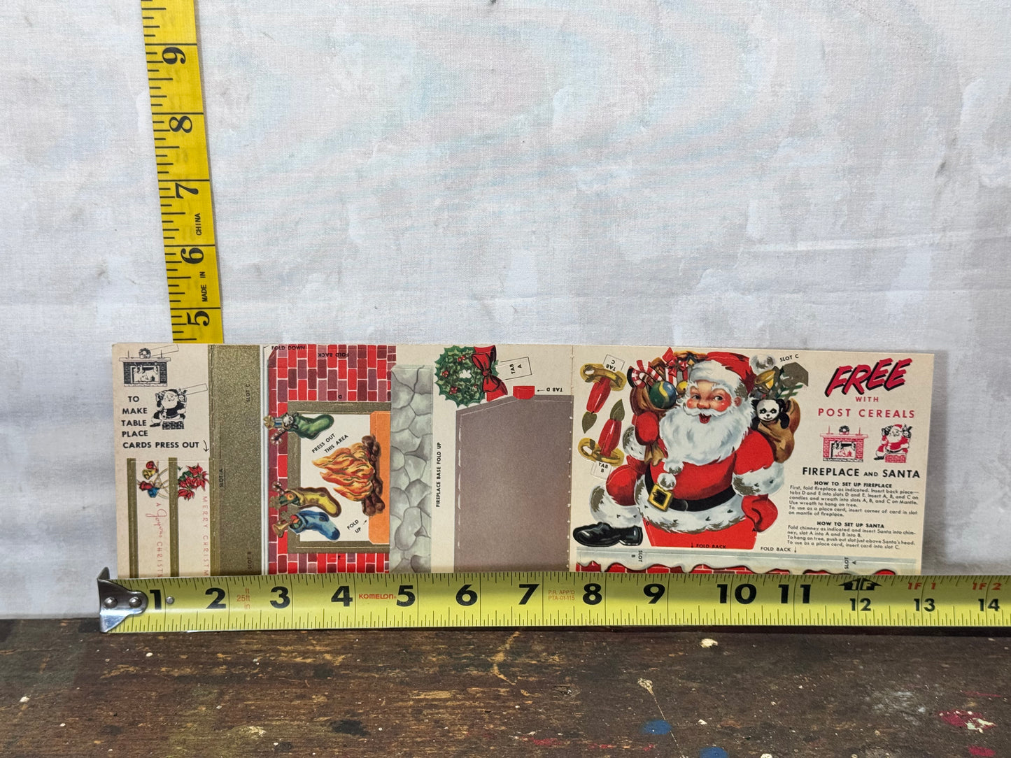 Santa Claus Mini Heavy Paper Cut-Out NOS Post Cereal Vtg #1885