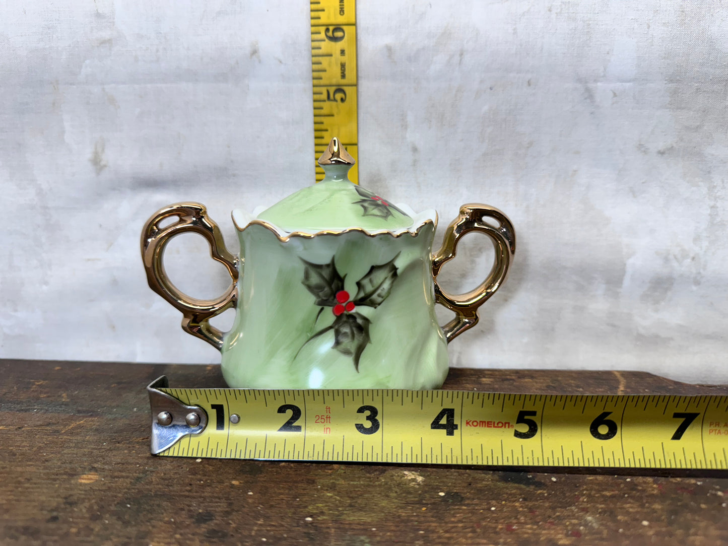 Lefton China Poinsettia Sugar Dish Vintage #1732