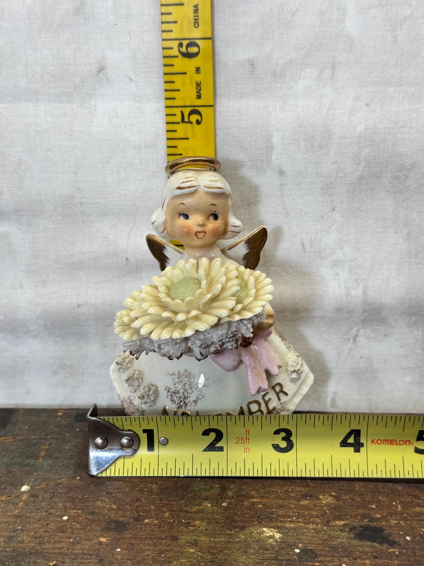 Lefton November Angel Figurine Topaz Vintage #1865
