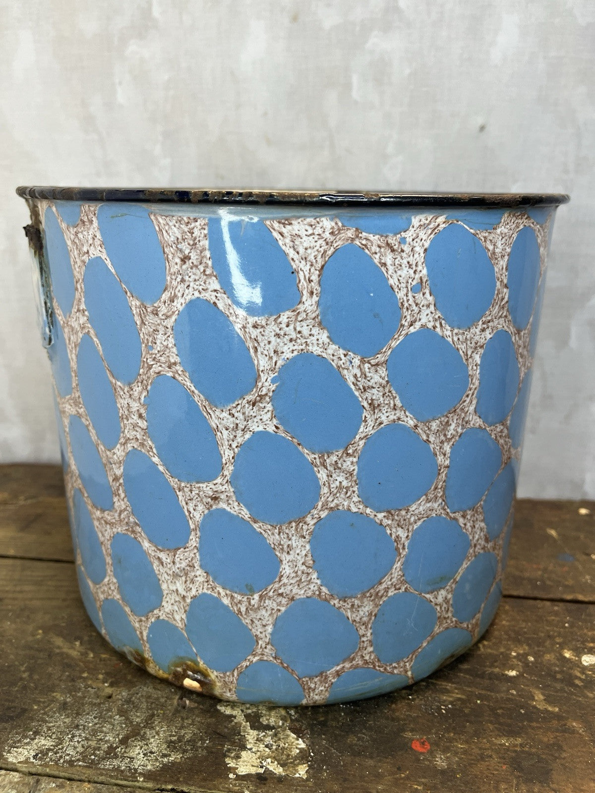Vintage Collectible Very Rare Enamel Pot W/Patina