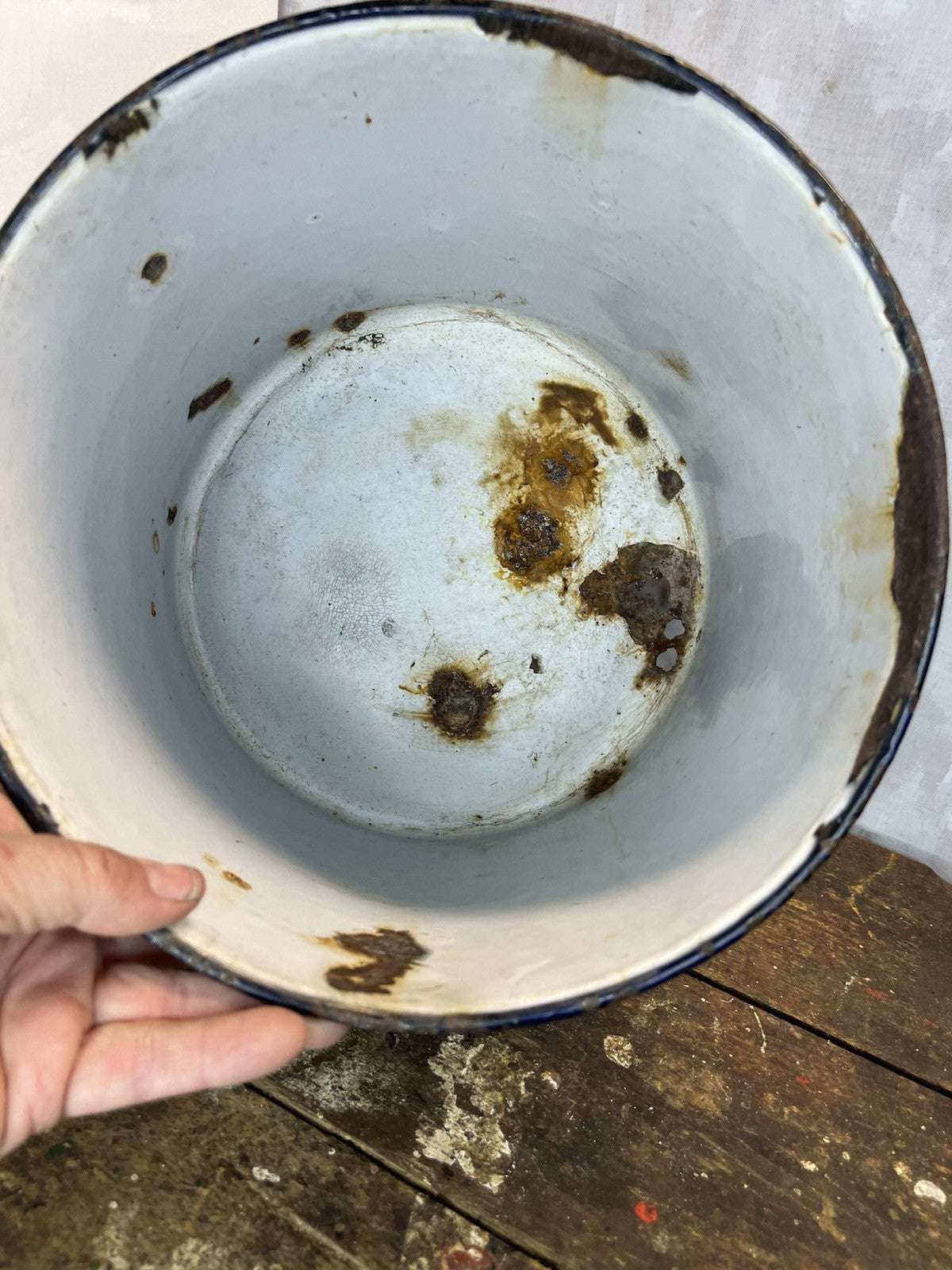 Vintage Collectible Very Rare Enamel Pot W/Patina