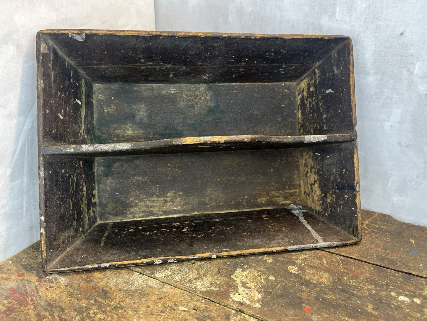 Primitive Antique Distressed Wood Caddy Farm Home Decor