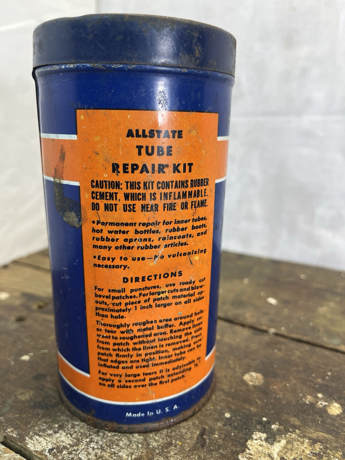 Vintage Mancave Metal Allstate Tube Repair Kit