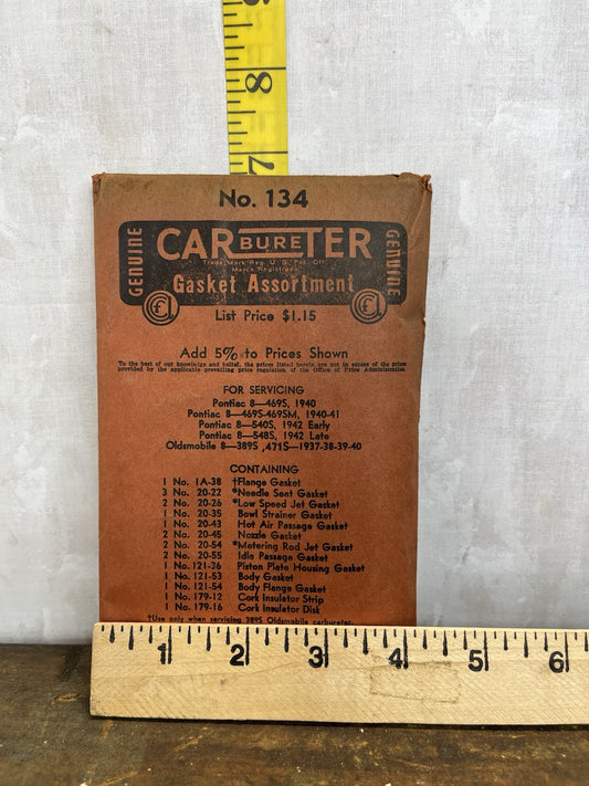 Vintage Mancave No.134 Carburetor Gasket Assortment NOS 1937-1942 Pontiac & Olds