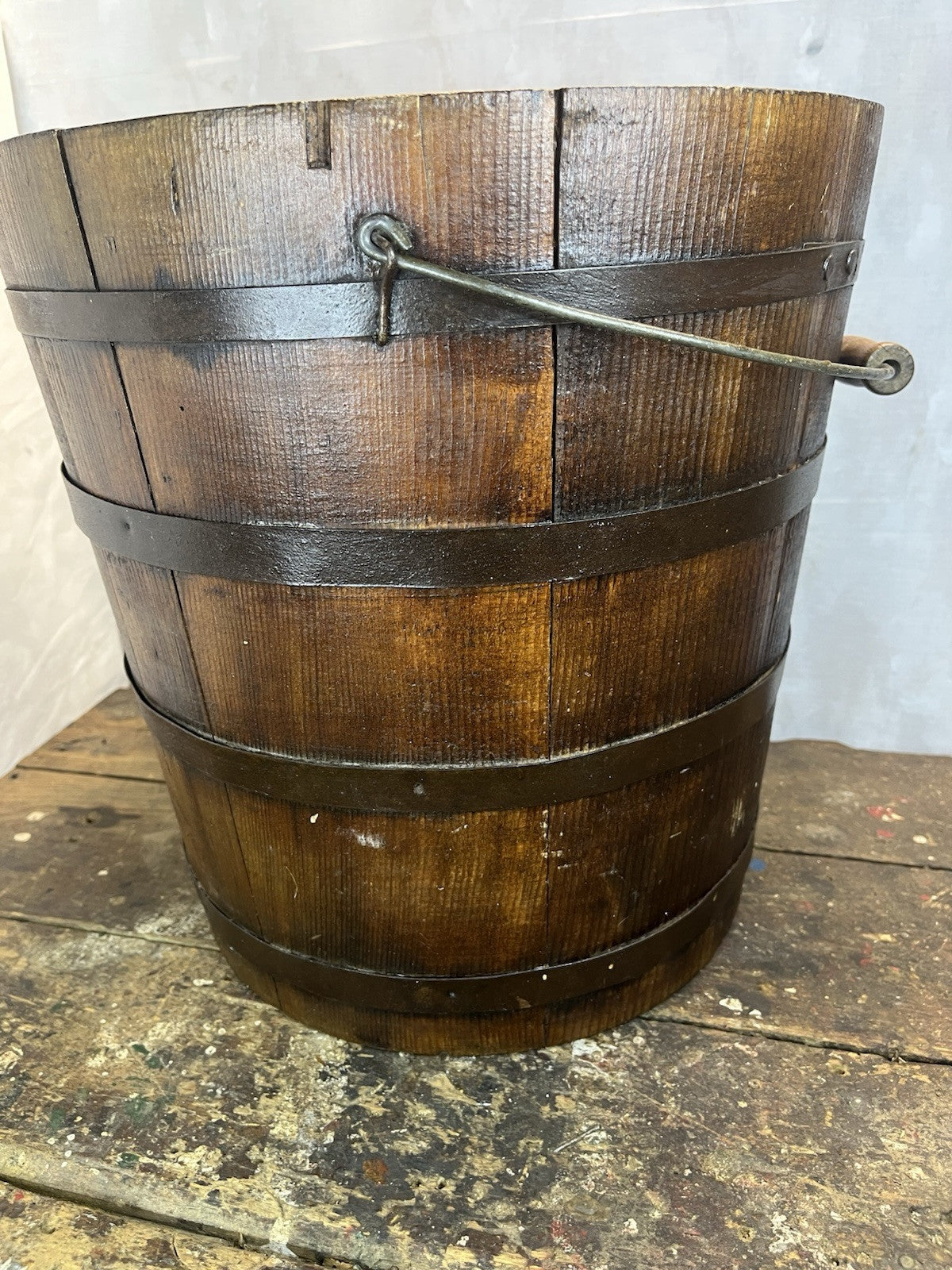 Primitive Antique Collectible Farm Home Decor Wood Pail