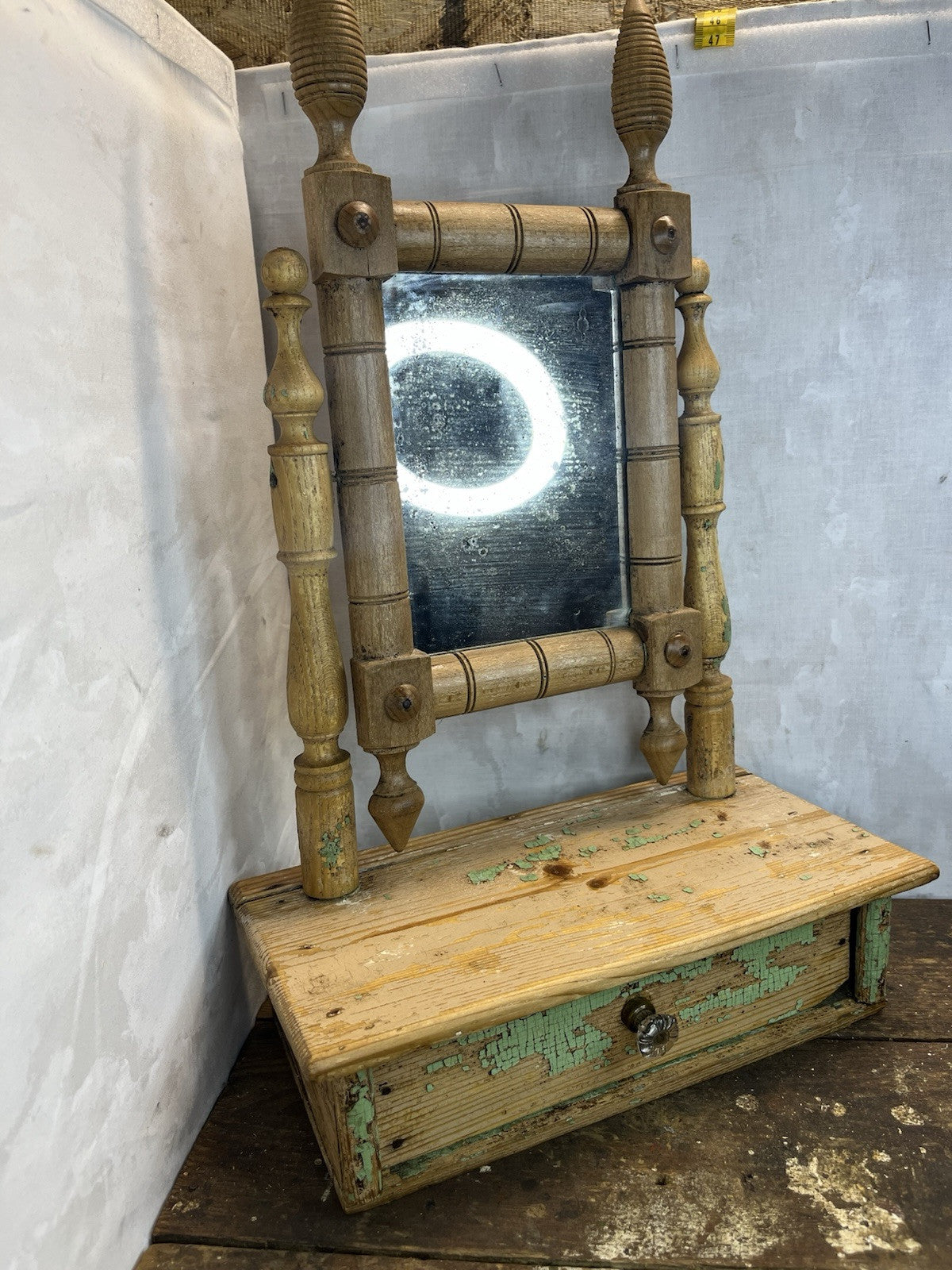 Primitive Antique Distressed Green Vanity Farm Home Decor