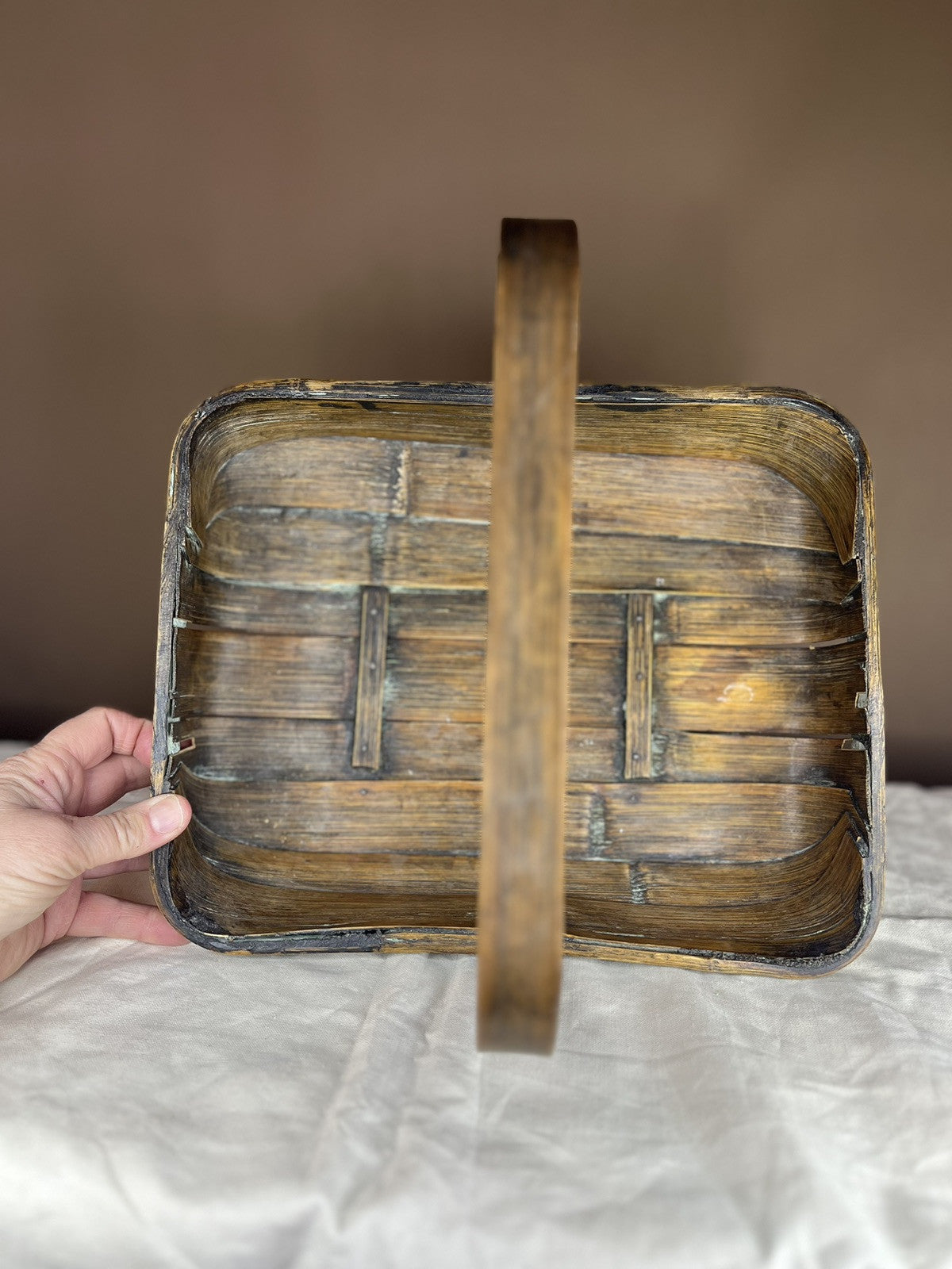 Primitive Antique Home Decor English Trug Gathering Basket