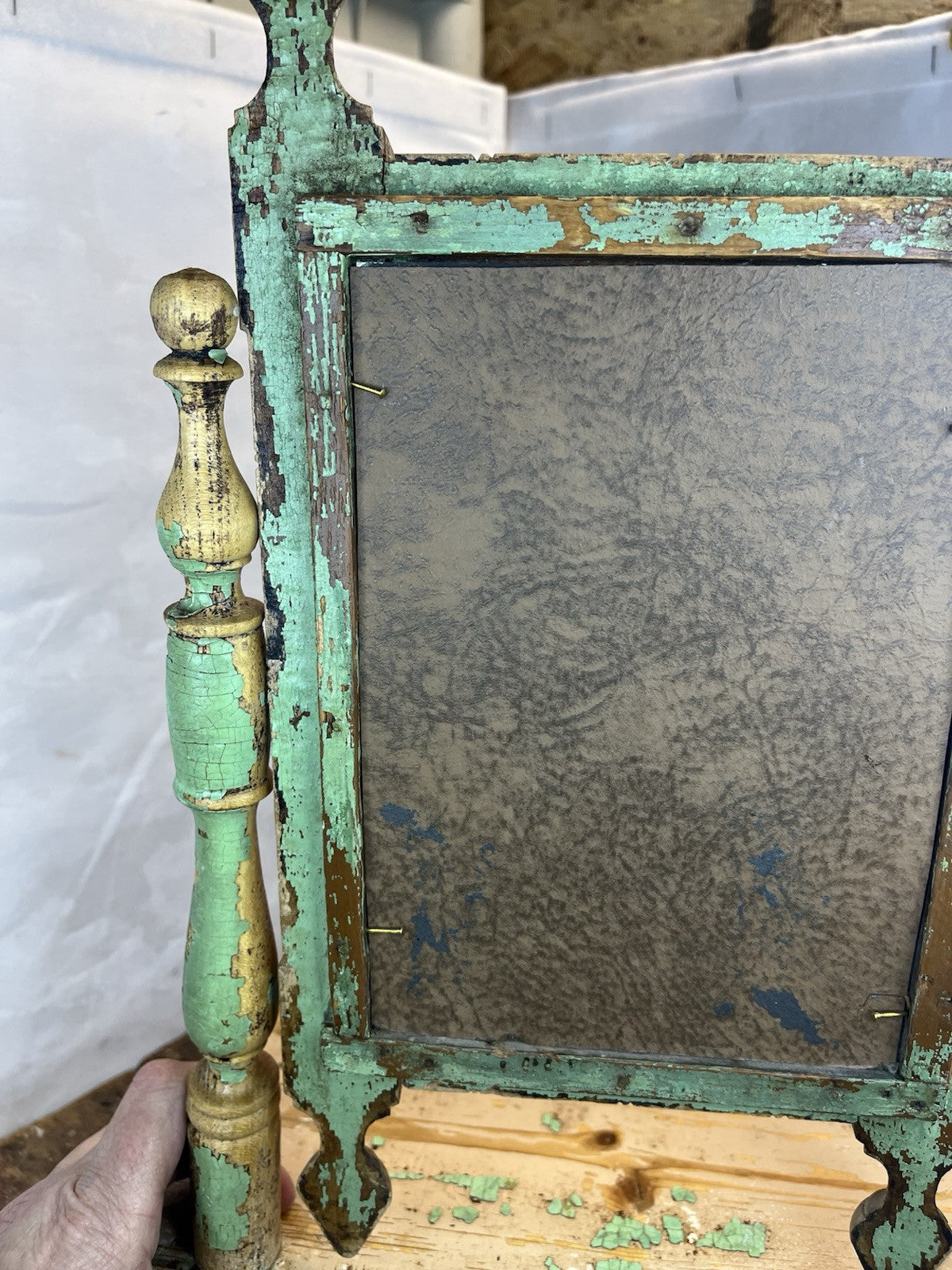 Primitive Antique Distressed Green Vanity Farm Home Decor