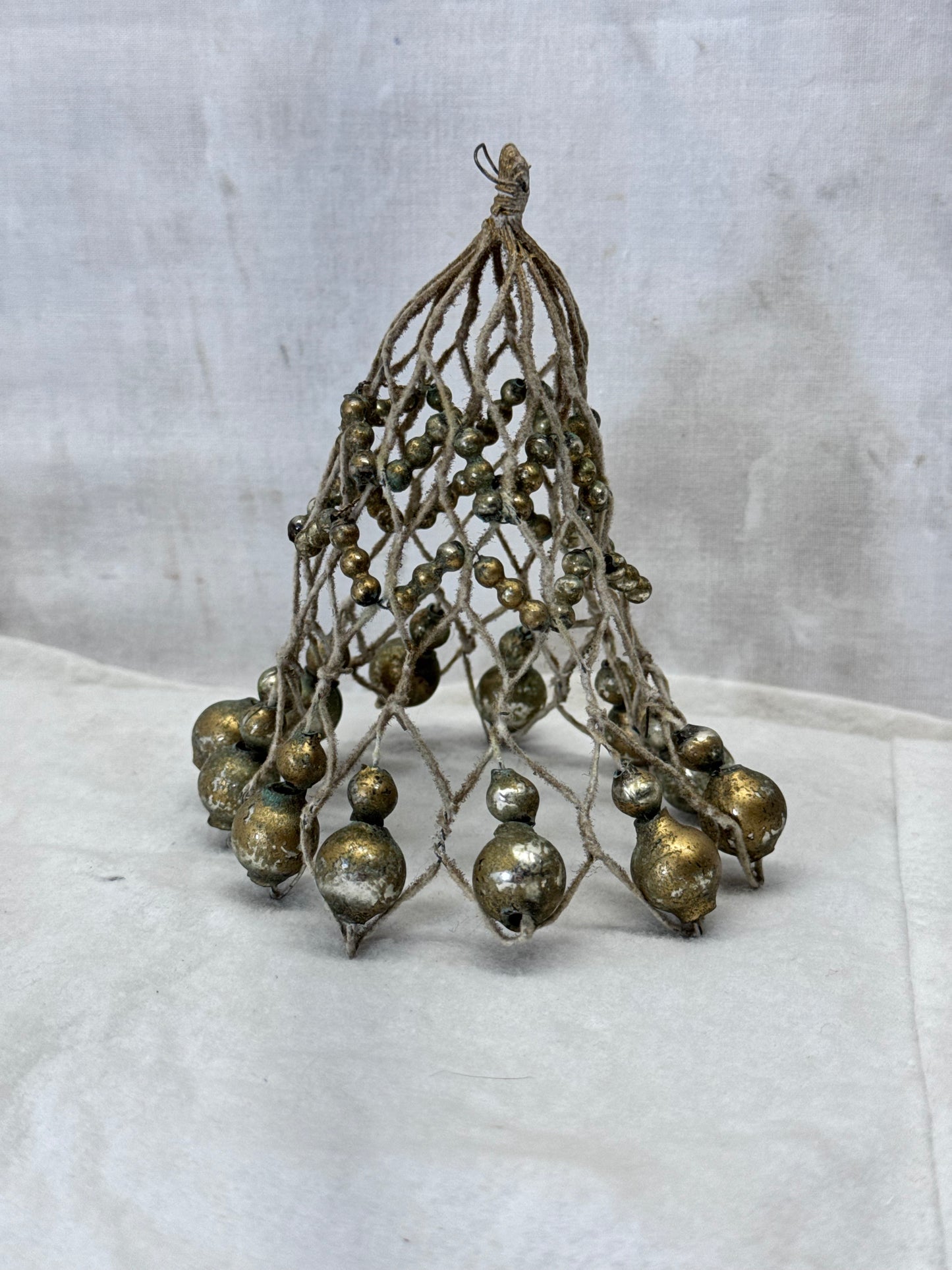Vintage Handmade Wire Bell Shape Glass Ornament #1978