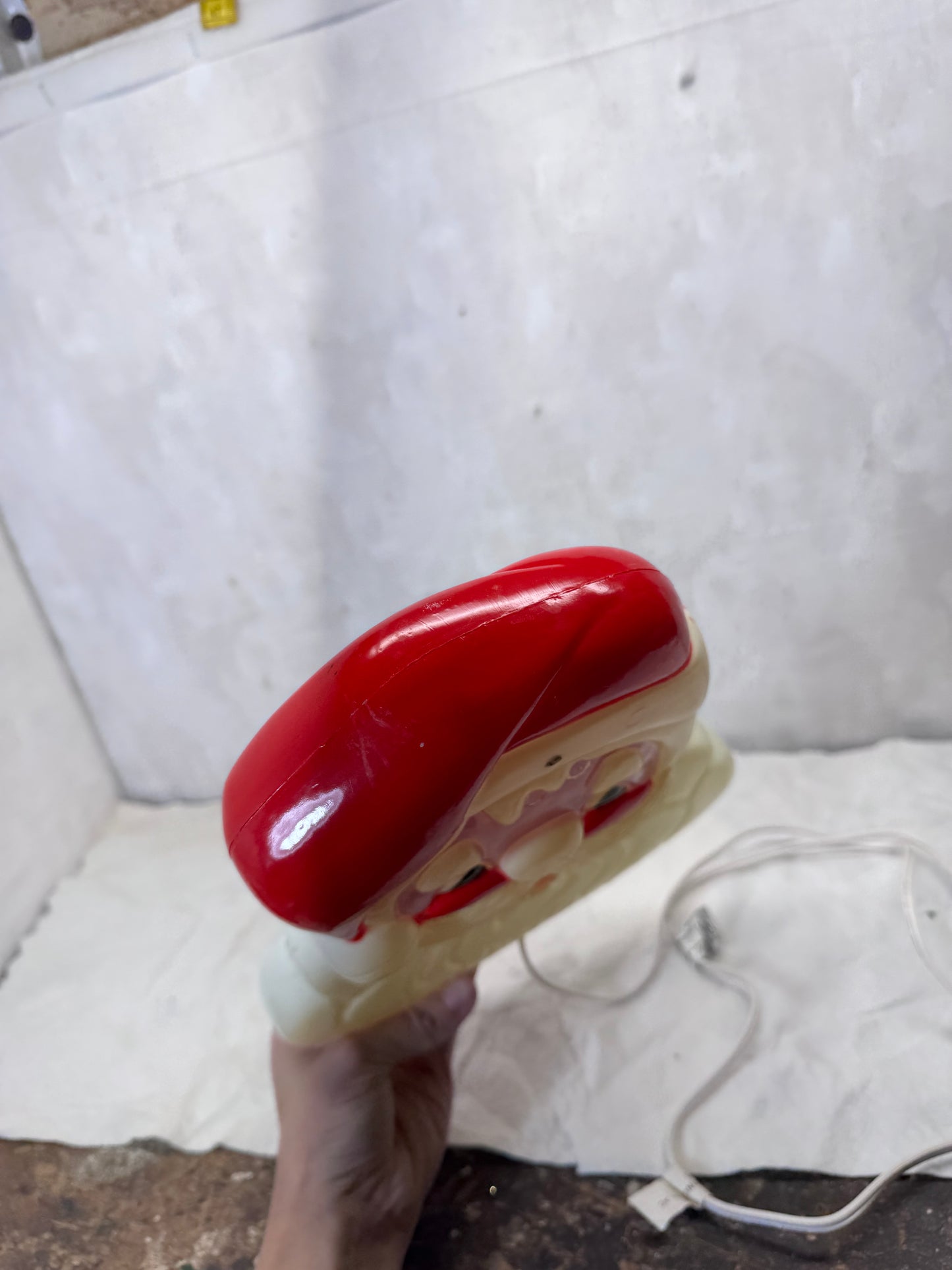 Christmas Light-Up Santa Face Double Sided Blow Mold Vtg #1733