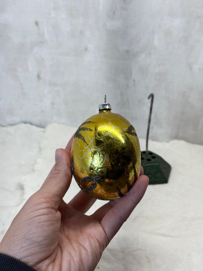 Gold Painted Vintage Christmas Ornament w/Mica #1791