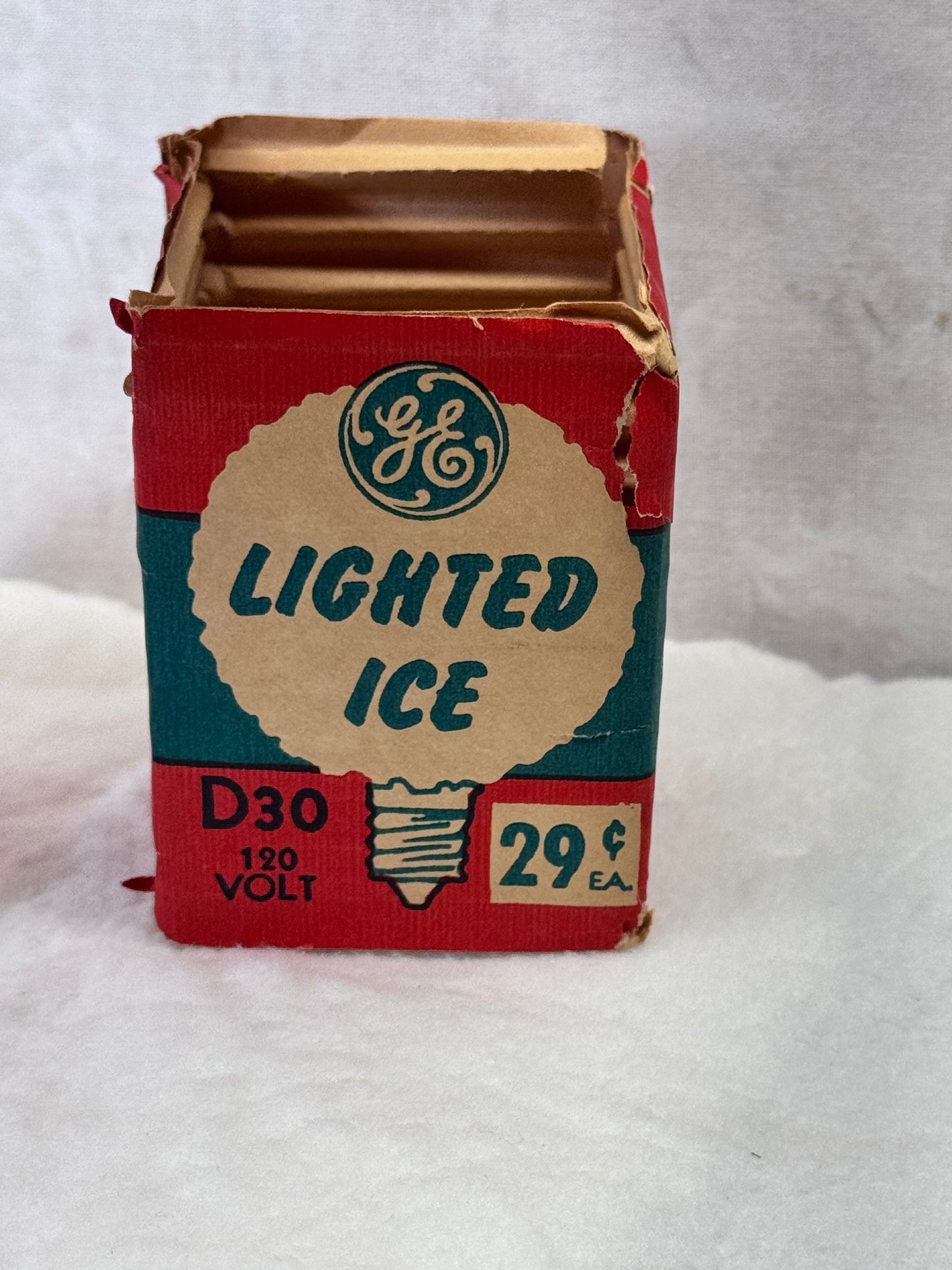 Red Lighted Ice Lightbulb Vintage D30 120 Volt NOS #1875