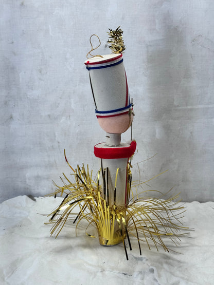 Christmas Solider Ornament Japan Tree Topper Vintage Repaired #2081