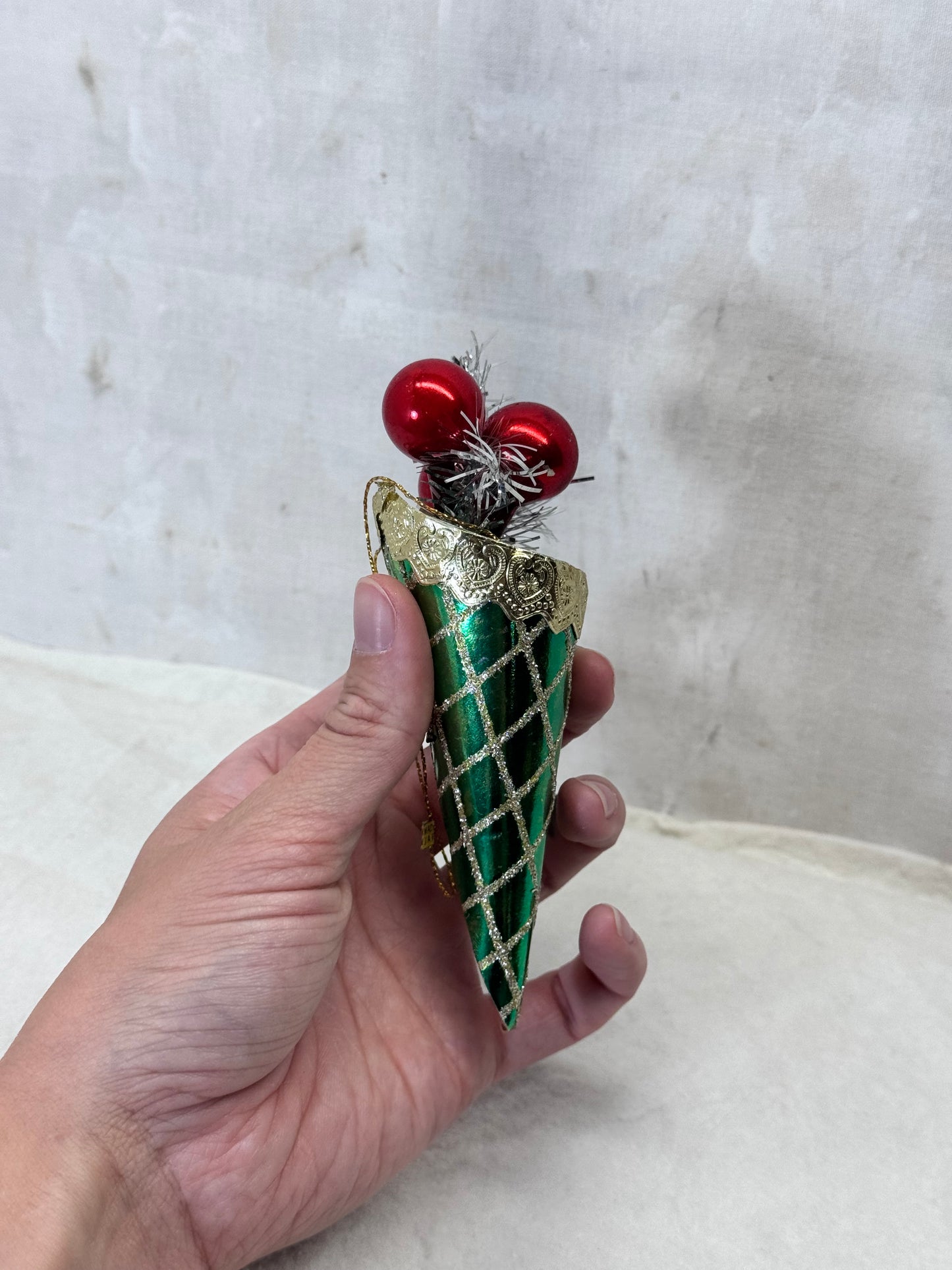 Christmas Japan  Cone Mercury Ball Ornament Vintage #1985