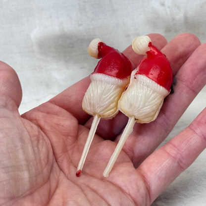 2 Santa Cake Toppers Vintage Plastic #2111