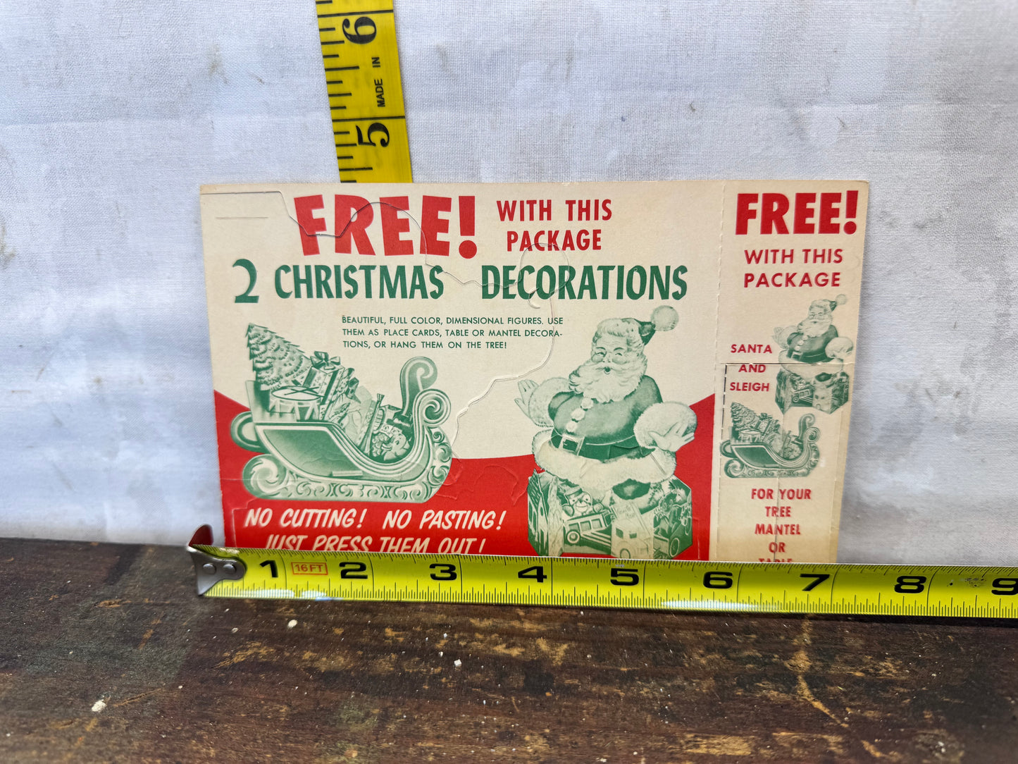 NOS Paper Christmas Cut-Outs Post Cereal Vtg #1629