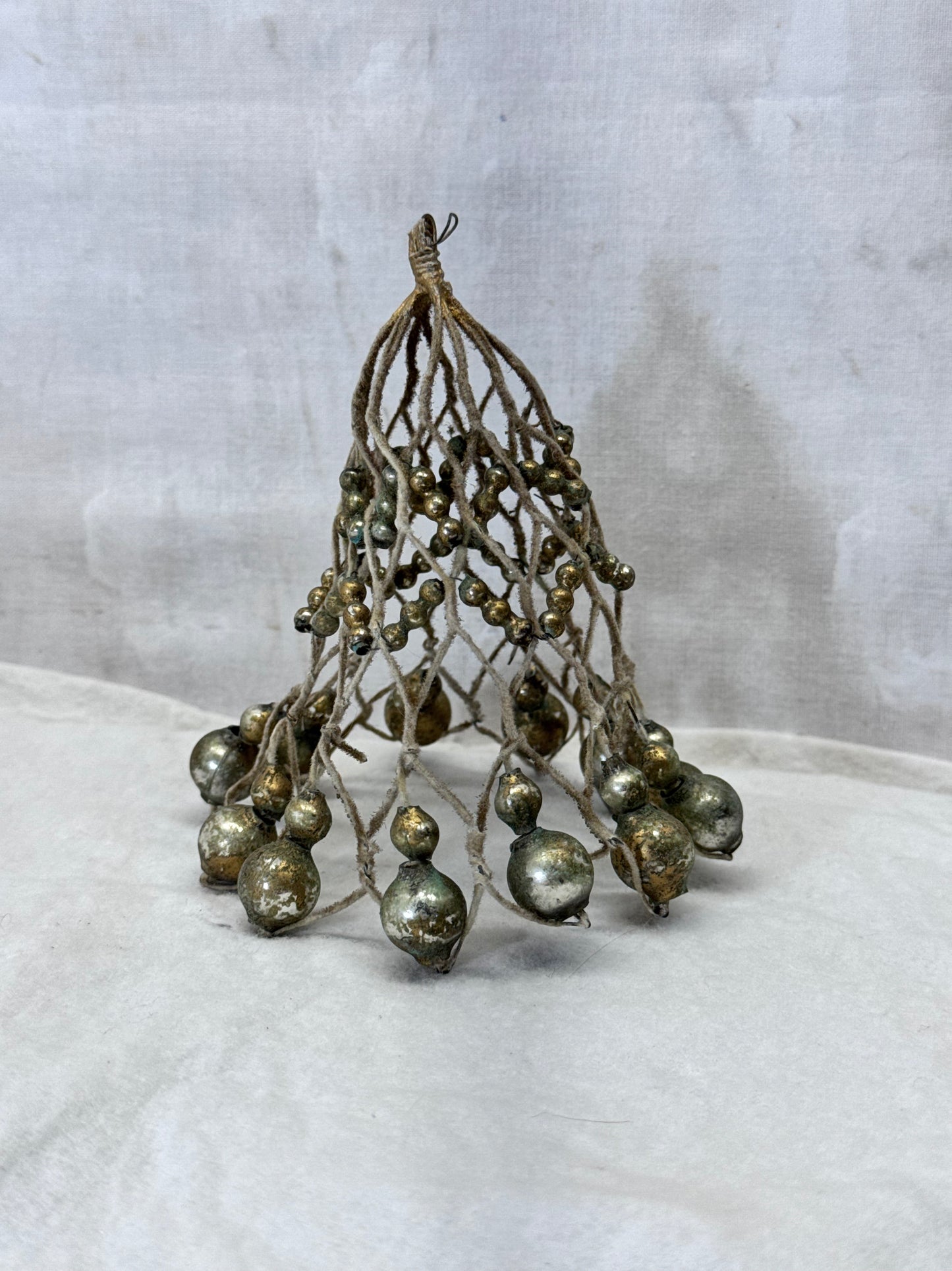 Vintage Handmade Wire Bell Shape Glass Ornament #1978