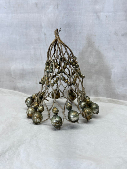 Vintage Handmade Wire Bell Shape Glass Ornament #1978