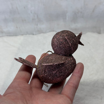 Paper Mache Pink Glitter Bird Ornament #2090