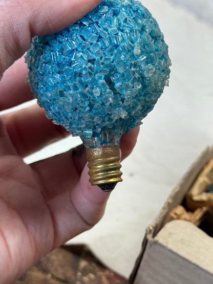 (Six) 120V Japan Blue Frosted Christmas Light Bulbs Vtg #1742