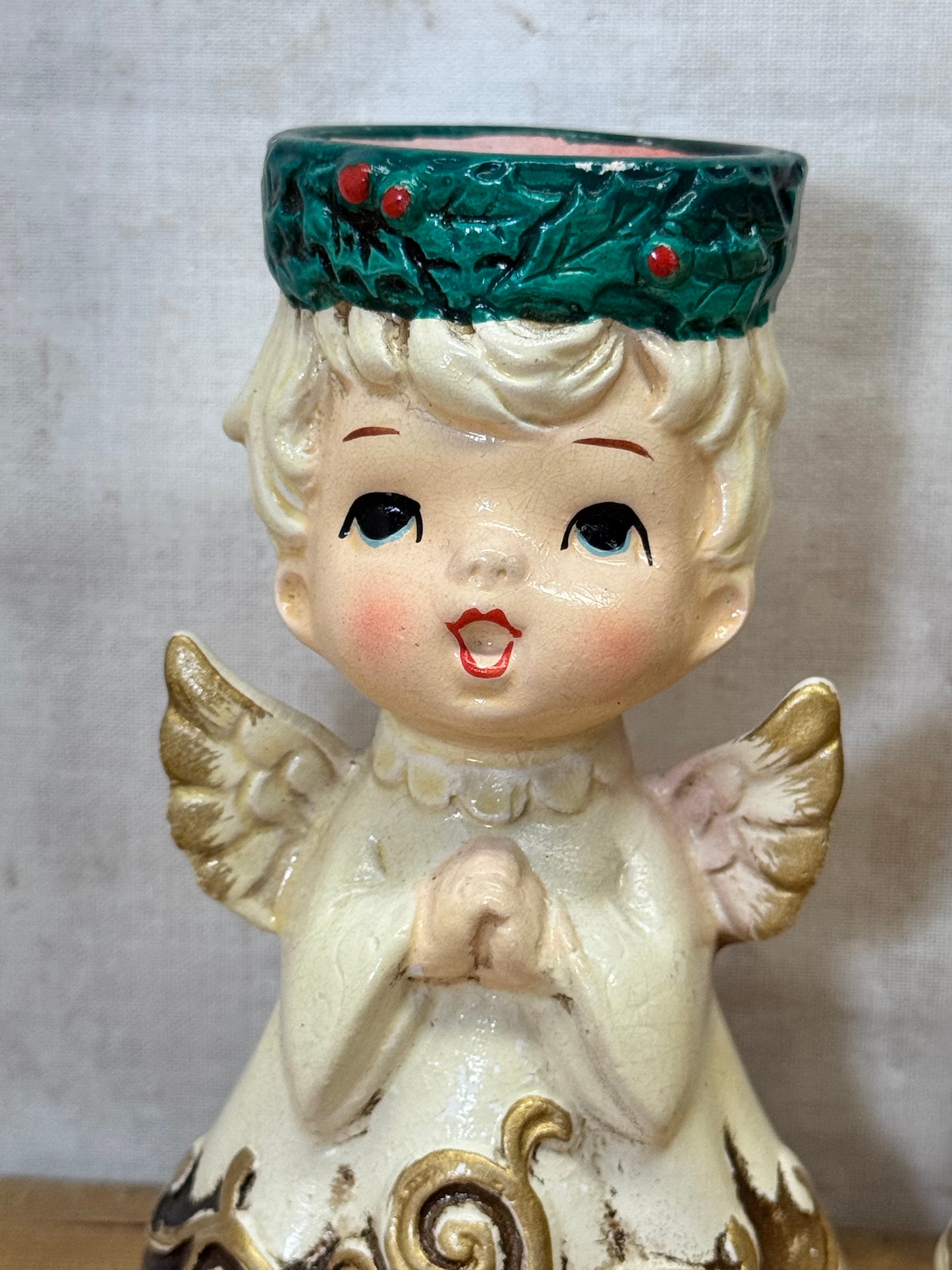 Lefton Candle Holder Angels #1716